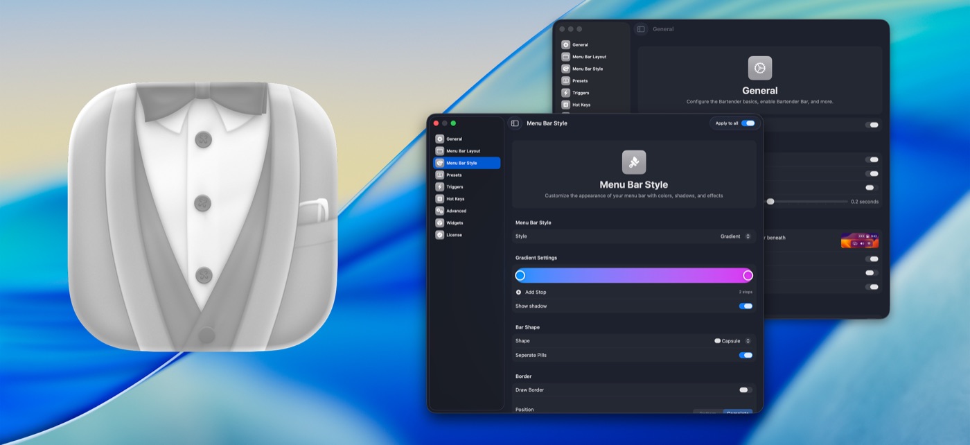 Bartender 6 Menu Bar Style settings panel