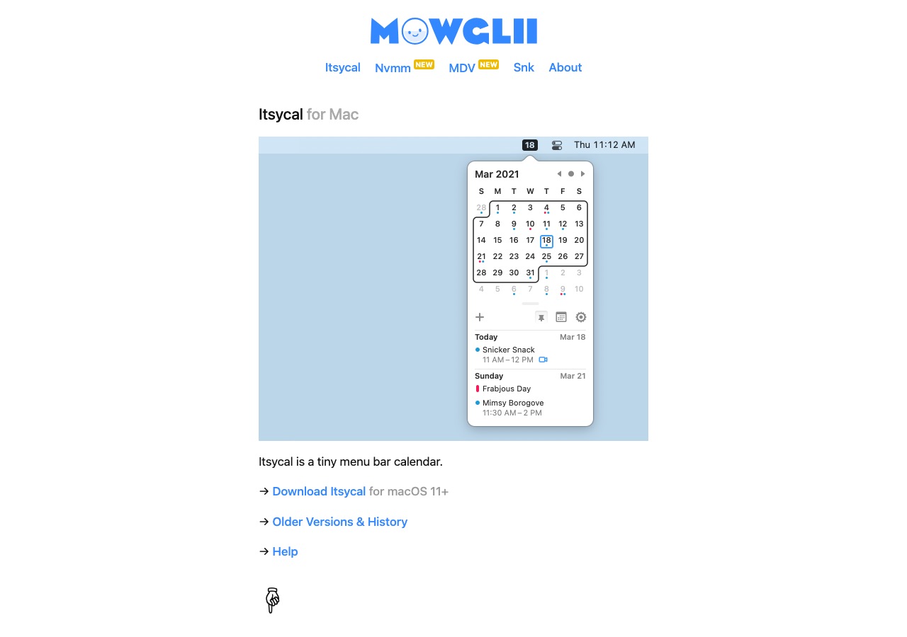 Itsycal menu bar calendar popover showing two months