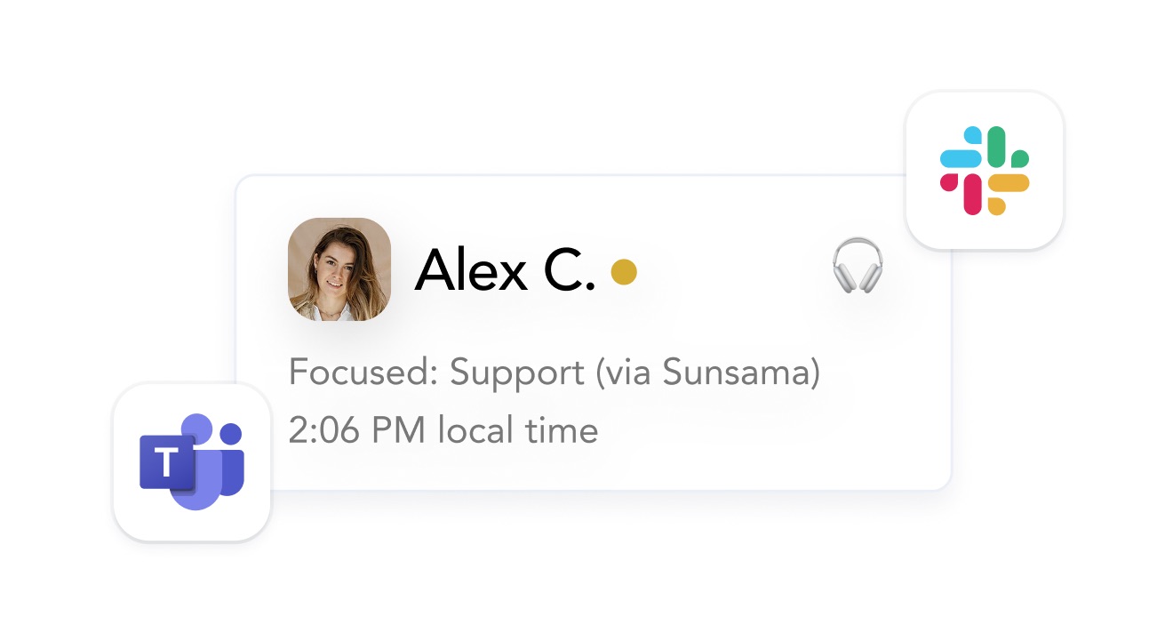 Sunsama feature card showing an app-integration mute control